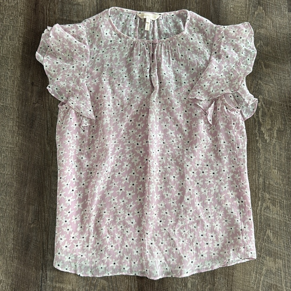 Silk Floral Top with Cami, Rebecca Taylor, XS, Pink Orchard